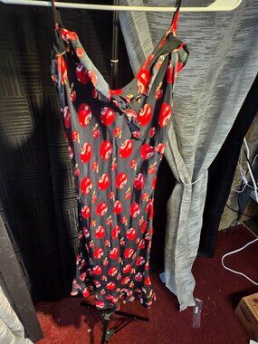 90'S Vintage Betsey Johnson Apple Print Dress Super Rare Size M